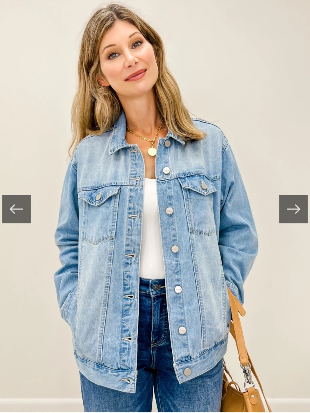 Classic Light Blue Denim Jacket - Women's Oversized Trucker